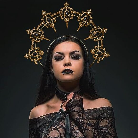 Vintage Baroque Halo Crown Headpiece Elegant Gothic Lolita Wedding Costume main image 4